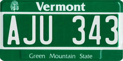 VT license plate AJU343
