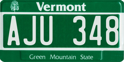 VT license plate AJU348