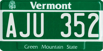 VT license plate AJU352