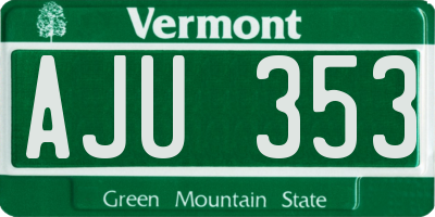 VT license plate AJU353