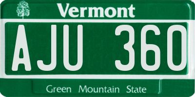 VT license plate AJU360