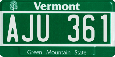 VT license plate AJU361