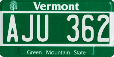 VT license plate AJU362