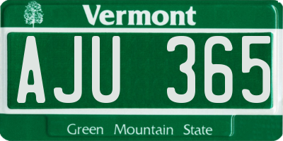 VT license plate AJU365