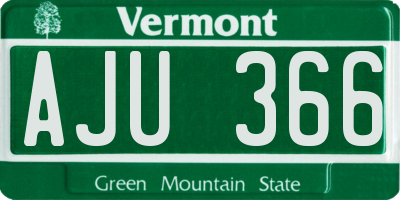 VT license plate AJU366