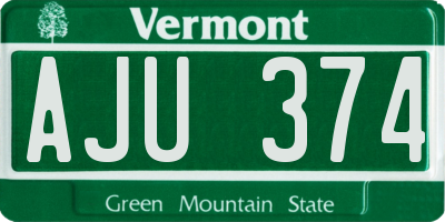 VT license plate AJU374