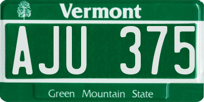 VT license plate AJU375