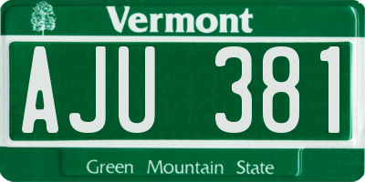 VT license plate AJU381