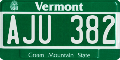 VT license plate AJU382