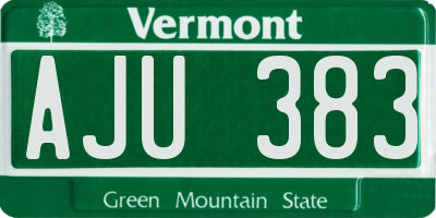 VT license plate AJU383