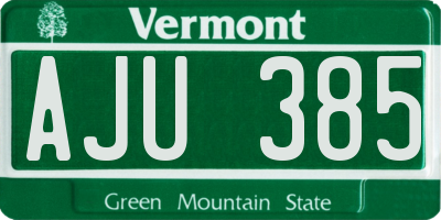 VT license plate AJU385