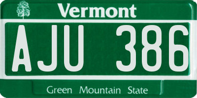 VT license plate AJU386
