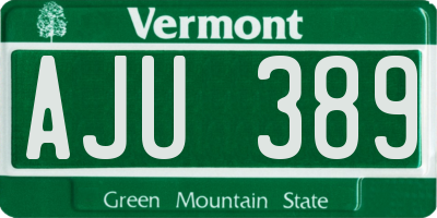 VT license plate AJU389