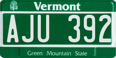 VT license plate AJU392