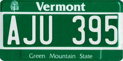 VT license plate AJU395