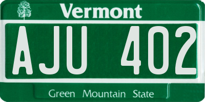 VT license plate AJU402