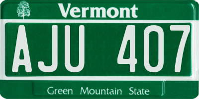 VT license plate AJU407