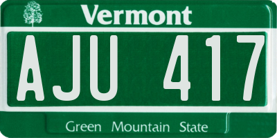 VT license plate AJU417