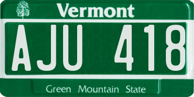 VT license plate AJU418