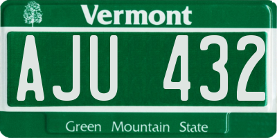 VT license plate AJU432