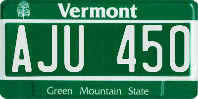 VT license plate AJU450
