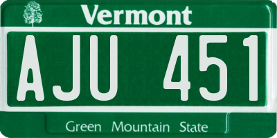 VT license plate AJU451