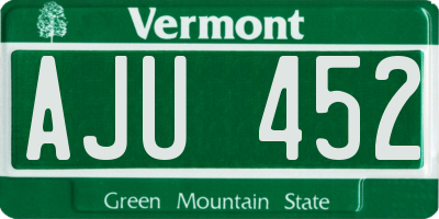 VT license plate AJU452