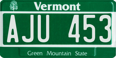 VT license plate AJU453