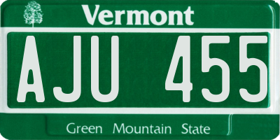 VT license plate AJU455