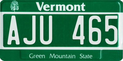 VT license plate AJU465