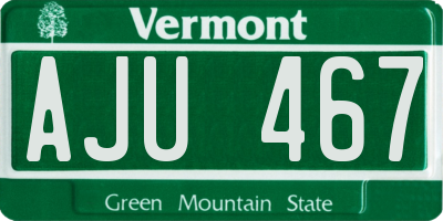 VT license plate AJU467