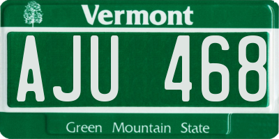 VT license plate AJU468