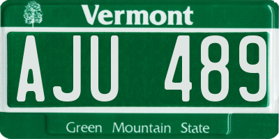 VT license plate AJU489
