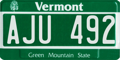 VT license plate AJU492