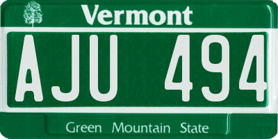 VT license plate AJU494