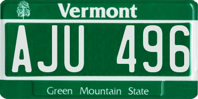VT license plate AJU496