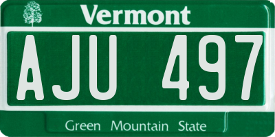 VT license plate AJU497