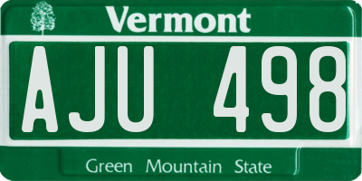 VT license plate AJU498