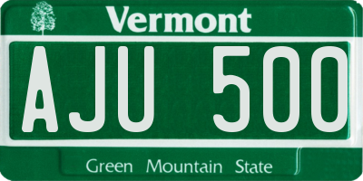 VT license plate AJU500
