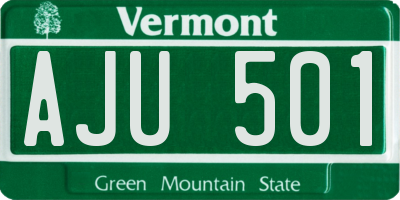 VT license plate AJU501