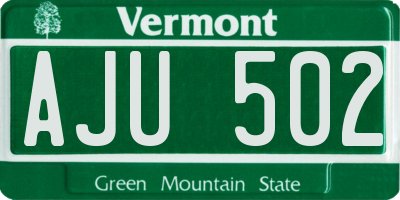VT license plate AJU502