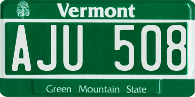 VT license plate AJU508