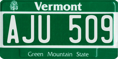 VT license plate AJU509
