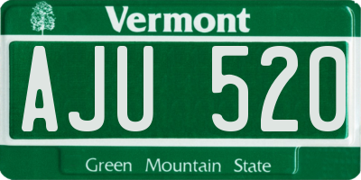 VT license plate AJU520