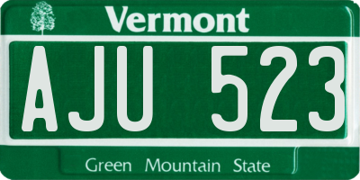 VT license plate AJU523