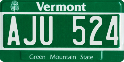 VT license plate AJU524