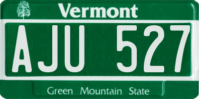 VT license plate AJU527