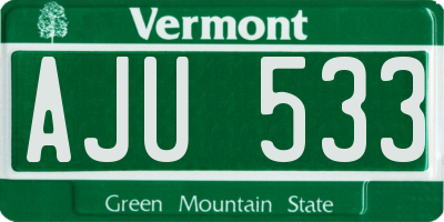VT license plate AJU533