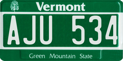 VT license plate AJU534