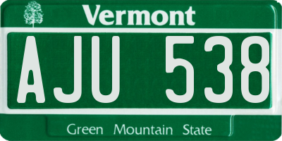VT license plate AJU538